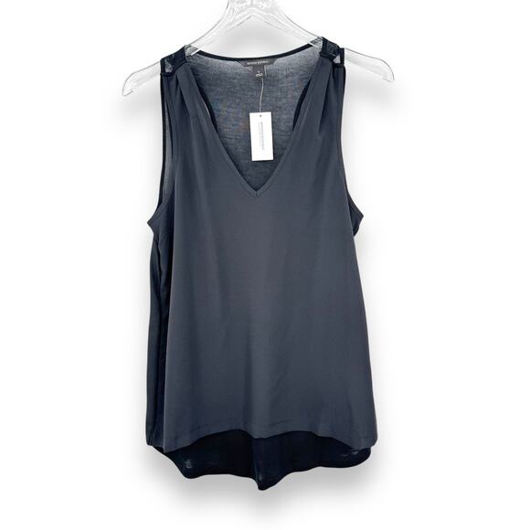 Banana Republic Tops - Banana Republic racer sleeveless blouse top layered mix media black small NEW